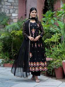 Ropa étnica india Georgette Heavy Sequence Work Anarkali Vestidos para bodas y festivales Ropa Mujer Pishwas - Product Image 4