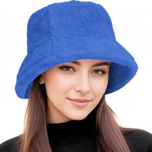 Chapeau bob en fausse fourrure pour femme SIDDIQUI HOSINEX, uni, laminé, décontracté, en peluche, sans couture, teint, chaud pour l'hiver, avec nœud et effet déchiré - Product Image 4