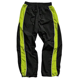 Pantalon de survêtement ample en toile et nylon pour homme, haute qualité, anti-plis, coupe-vent, léger, taille élastique avec cordon de serrage, pour sports de plein air - Product Image 1