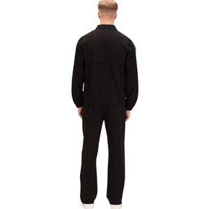 Conjunto de chándal de forro polar con cremallera completa para hombre, chaqueta con cuello alto, pantalones de pierna ancha con ribete y dobladillo abierto, ajuste cómodo, ropa deportiva informal, conjunto OEM - Product Image 3