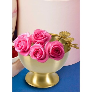 Bol décoratif en métal doré élégant avec poignée florale, fait main, style oriental, pour servir les aliments, décoration de cuisine et de table - Product Image 5