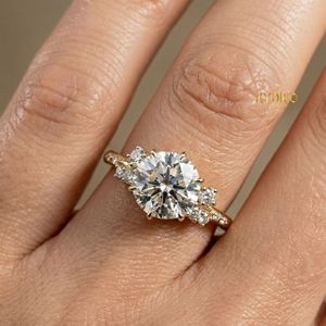 Bague de fiançailles en argent 925 avec diamant rond, motif feuille inspiré de la nature, bijou de mariée délicat - Product Image 4