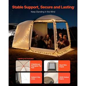 Beige 6 X 6 ft Pop-Up SUV Tailgate <b>Tent</b> 4-6 Person Screen House Carry Bag Netting Sides <b>for</b> <b>Car</b> Camping Garden Patio Outdoor - Product Image 5