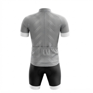 ชุดเสื้อปั่นจักรยานแบบยูนิเซ็กซ์สีเทาแขนสั้นพร้อมกางเกงขาสั้นสีดำระบายอากาศได้ดีแห้งเร็วสำหรับปั่นจักรยานบนถนน - Product Image 2