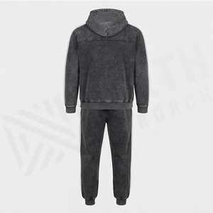 Premium Unique Design Acid Wash Tracksuit Online Industry Trending Printed <b>Distressed</b> Sun Faded Sweat Suit Apparel - Product Image 2