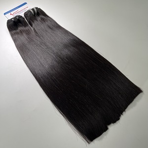 Perruque en extensions de cheveux humains Remy vietnamiens, super double noir, lisses et raides, haute qualité, sans perte, double trame, lot de dentelle - Product Image 1