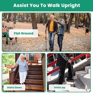 Canne de marche pliable à 10 hauteurs réglables, robuste, pour hommes, femmes et personnes âgées - Product Image 4