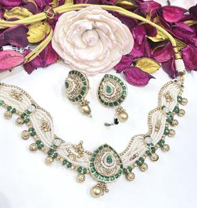 Ensemble collier et boucles d'oreilles en moissanite plaqué or, qualité supérieure, magnifique et glamour, pour mariage, bijoux pour femmes et filles - Product Image 4