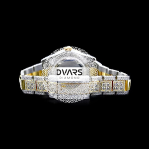 Reloj de Lujo para Hombre con Incrustaciones de Moissanita en Dos Tonos – Reloj con Incrustaciones de Diamantes en Oro Rosa y Plata – Reloj de Pulsera Hip Hop VVS Personalizado - Product Image 4