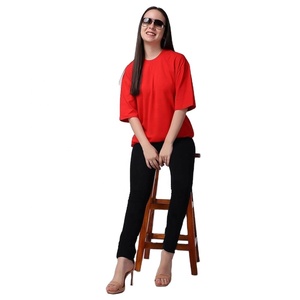 Nouvel Arrivage T-shirt Femme Personnalisé 100% Coton Léger Col Rond Manches Courtes Coupe Ample Écologique Broderie Bouton - Product Image 2