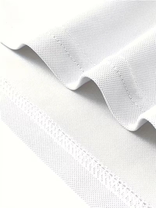 White Men's Cotton Polo Shirt Short Sleeve Embroidered Logo Front Casual Pique Knitted Breathable Design - Product Image 3