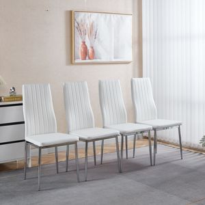 Ensemble de 4 chaises de salle à manger blanches avec pieds chromés - Product Image 1