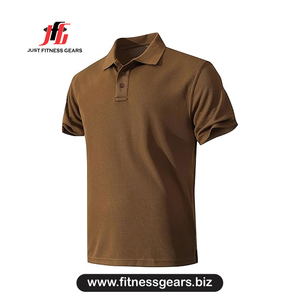 Polo de Manga Corta para Hombre, Color Marrón, Corte Casual, Tejido Piqué Transpirable - Product Image 1