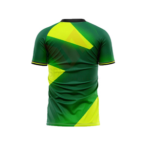 Camiseta de Fútbol Geométrica Verde y Amarilla para Hombre, Manga Corta, Cuello Redondo, Absorbe la Humedad, para Todas las Temporadas, Corte Regular, 100% Poliéster - Product Image 4