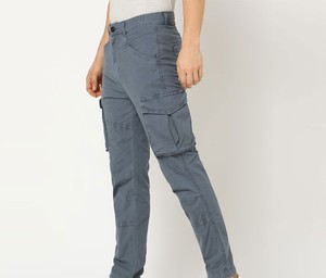Pantalones Cargo Grises para Hombre, Corte Recto, Múltiples Bolsillos, Algodón Transpirable de Peso Medio, Estilo Casual, Cierre de Cremallera - Product Image 3