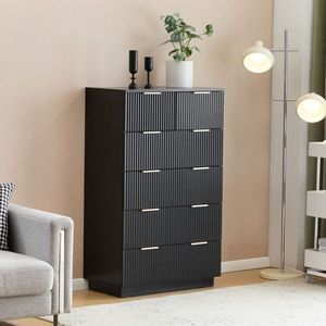 Frontale per Cassettiera a 6 Cassetti a 5 Livelli in Truciolato Nero con Motivo Ondulato P2 72x41x117cm - Product Image 5