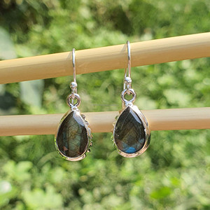 Boucles d'oreilles pendantes en Labradorite en argent sterling 925 faites à la main pour femmes bijoux de corps en plaqué or cadeaux de mariage fiançailles - Product Image 5