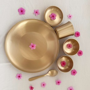 Indian Brass Dinnerware Set Thali Plate with Glasses Bowls <b>Spoon</b> Traditional <b>Serving</b> Tableware for Restaurant Home Decor Gift - Product Image 2