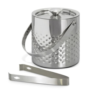 Seau à glace en acier inoxydable martelé, design rond, style vintage, refroidisseur de boissons fait main avec deux poignées, refroidisseur de bouteilles - Product Image 6