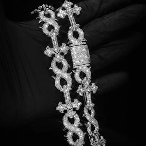 Collar de Cadena Cubana con Cruz Iced Out, Plata 925, Diamante Moissanita, Joyería Hip Hop, Regalo para Fiestas - Product Image 1