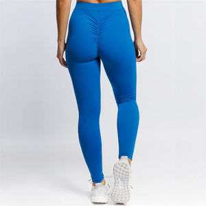 Leggings de yoga taille haute de couleur unie pour femmes, pantalon de sport extensible dans les quatre sens, longueur intégrale, bleu - Product Image 4