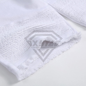 Custom <b>White</b> Distressed Denim <b>Biker</b> <b>Shorts</b> Men Ripped Slim Fit Jean <b>Shorts</b> Streetwear Motorcycle Panel <b>Short</b> Pants Manufacture - Product Image 4