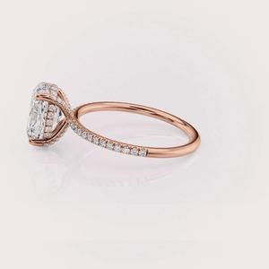 Anillo de Boda de Oro Amarillo/Rosa y Blanco Sólido de 9 Quilates con Incrustaciones de Diamantes Ovalados Cultivados en Laboratorio con Certificación IGI y Baño de Rodio para Novia - Product Image 2