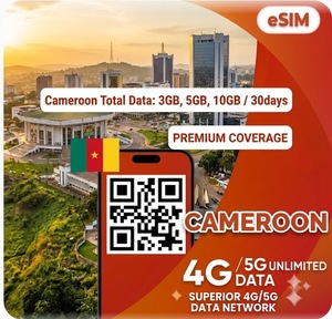 Forfait de données de voyage NionAir Cameroun ESIM 4G/5G 3GB/5GB/10GB / 30 jours Activation par code QR Livraison instantanée par e-mail - Product Image 1