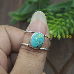 Natural Turquoise Gemstone 925 Sterling Silver <b>Ring</b> Handmade Adjustable Open Band Boho <b>Statement</b> <b>Ring</b> Women Jewelry for unisex - Product Image 4