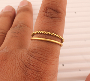 Wholesale Double Layer Twisted Rope Open <b>Ring</b> 18K Gold Plated Sterling <b>Silver</b> Bezel Setting <b>Adjustable</b> Classic Wedding Party - Product Image 6