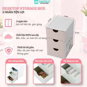 Sworld Desktop Storage <b>Box</b> 3 Drawer Organizer Minimalist Design <b>Plastic</b> Office Organizer 10.5x8.5x14.5cm - Product Image 4
