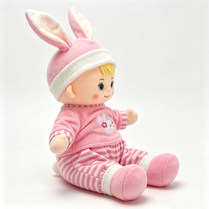customized Pink bunny baby <b>doll</b> plush toy, kids soft rag <b>doll</b>, bunny ear hat plush <b>doll</b>, bedtime comfort <b>doll</b> for toddler - Product Image 3