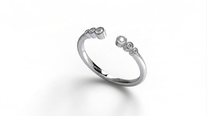 Anillo Abierto con Diamantes Redondos Engastados en Bisel Sencillo, Joyería Diaria para Mujer, Anillo de Moda con Diamantes Cultivados en Laboratorio - Product Image 2