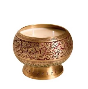Bougie votive artisanale en métal remplie de cire de soja, parfumée, écologique, décoration originale pour la maison, idéale pour les festivals, les anniversaires et les célébrations de Diwali - Product Image 4