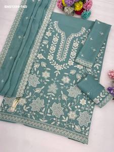 Conjunto de Traje Plazzo Semisentado de Chifón Georgette de Calidad Premium con Bordado de Lentejuelas y Trabajo Manual, Proveedor y Exportador Mundial - Product Image 4