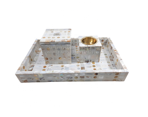 Venta al por mayor de madreperla árabe Mubkhar Box MOP Shell Inlay Bakhoor Burner Tray Set de India Incienso y soportes de incienso - Product Image 1