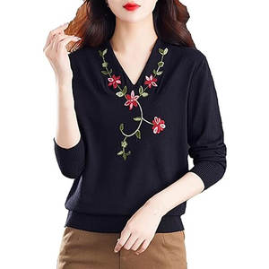 Suéter de Punto 100% Algodón para Mujer, Estilo Invierno 2026, Bordado, Casual, Antiencogimiento, Transpirable, Talla Adulto, Personalizable - Product Image 1