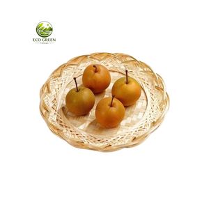 Decorative Lotus Bamboo Tray Handmade Round Bamboo Plate for Kitchen Restaurant Table Centerpiece and Storage - Product Image 2