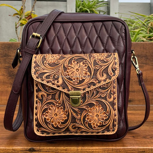 ODM OEM, recién llegado, bolso de cuero genuino acolchado a mano a la moda, bandolera cruzada de alta calidad, bolsos florales - Product Image 2