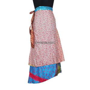 2 Layer <b>Beach</b> Wrap Skirts Women Wear Vintage Silk Sari Long Length Wrap Around Skirt 2 Layer Reversible Saree Bohemian <b>Magic</b> - Product Image 6