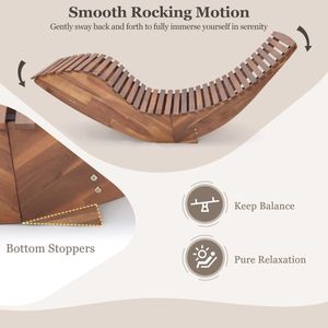 Silla Mecedora de Madera de Acacia con Respaldo Alto y Asiento de Listones Anchos para Uso en Jardín Exterior - Product Image 3