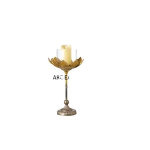 Standard Lotus Flower Design <b>Candle</b> Holder Stylish <b>Large</b> Glass Metal Holder Luxury Design Decoration New <b>Candle</b> Holder Supply - Product Image 1