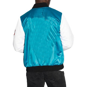 Veste bomber décontractée coupe-vent en satin gris, manches longues, épaisse, enduite, en polyester satiné pour homme - Product Image 3