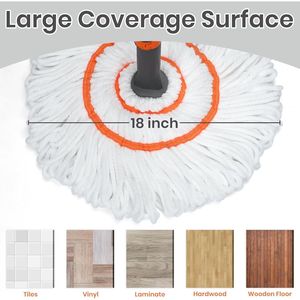 Mop in Microfibra con Manico Lungo da 55 Pollici, Auto-Svuotante, Facile da Spremere, per Pulizia Pavimenti in Legno Duro, Uso Intensivo - Product Image 2