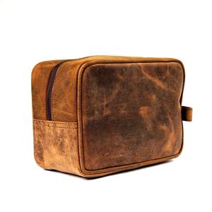 Bolsa de Aseo de Cuero Genuino Personalizada, Estilo Vintage, para Hombre, Impermeable, para Viaje, LYG-0133 - Product Image 2