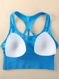 Seamless Sports Bra Women Strappy <b>Cross</b> Back Yoga Crop <b>Top</b> Ribbed Wide Band Padded Gym Workout Fitness Activewear Bralette - Product Image 5