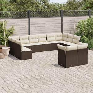 Conjunto de Sofás Modulares Grandes de Ratán Sintético Marrón para Jardín - Product Image 1