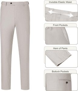 Traje de 3 Piezas para Hombre, Corte Slim, Antiarrugas, Blazer, Chaleco y Pantalones, para Negocios, Bodas y Eventos Formales - Product Image 2