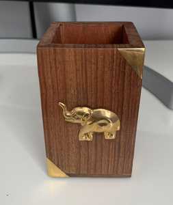 Organisateur de bureau en bois, forme rectangulaire, avec motif éléphant, support de rangement fait main pour usage au bureau, type sur pied, à un seul niveau - Product Image 5
