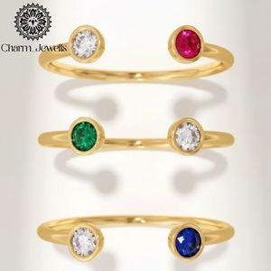 ชาร์ม_จิวเวลส์กำไลข้อมือชุบทองประดับพลอยสีม่วงและสีน้ำเงินแบบมินิมอลสำหรับผู้หญิง - Product Image 4